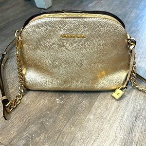 Michael Kors gold crossbody purse